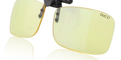 Duco Clip on Rimless Ergonomic Advanced Computer Glasses with Amber Tint Lens 8012