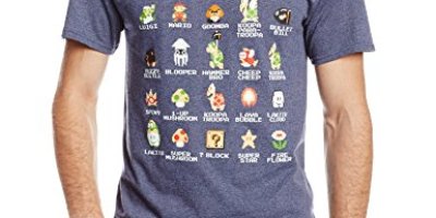 Nintendo Men’s Pixel Cast T-Shirt, Navy Heather, Medium